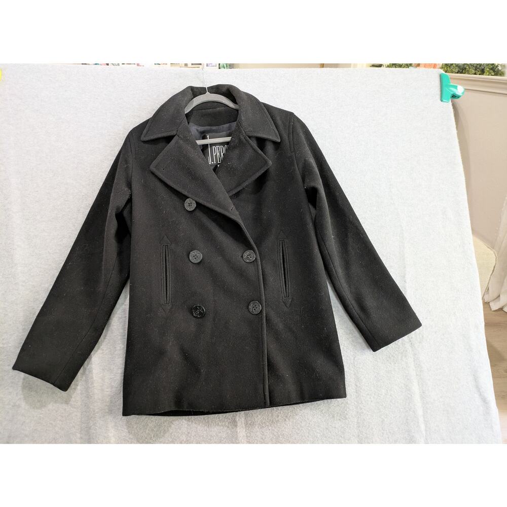 J. Percy Peacoat Women's Size 4 Suede Double Breasted‎ Long Sleeve Vintage Black